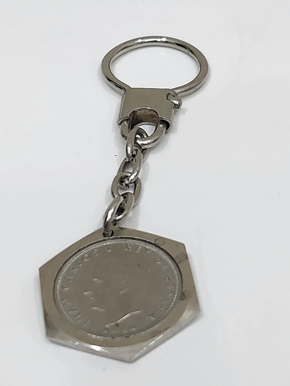 Vintage Spain 1982 World Cup Souvenir Key Ring 1980 Spanish 5 Pesetas Coin